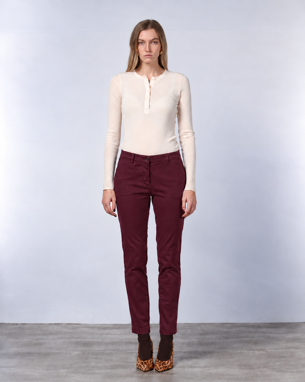 New York Slim pantalone chino donna in raso slim fit ①