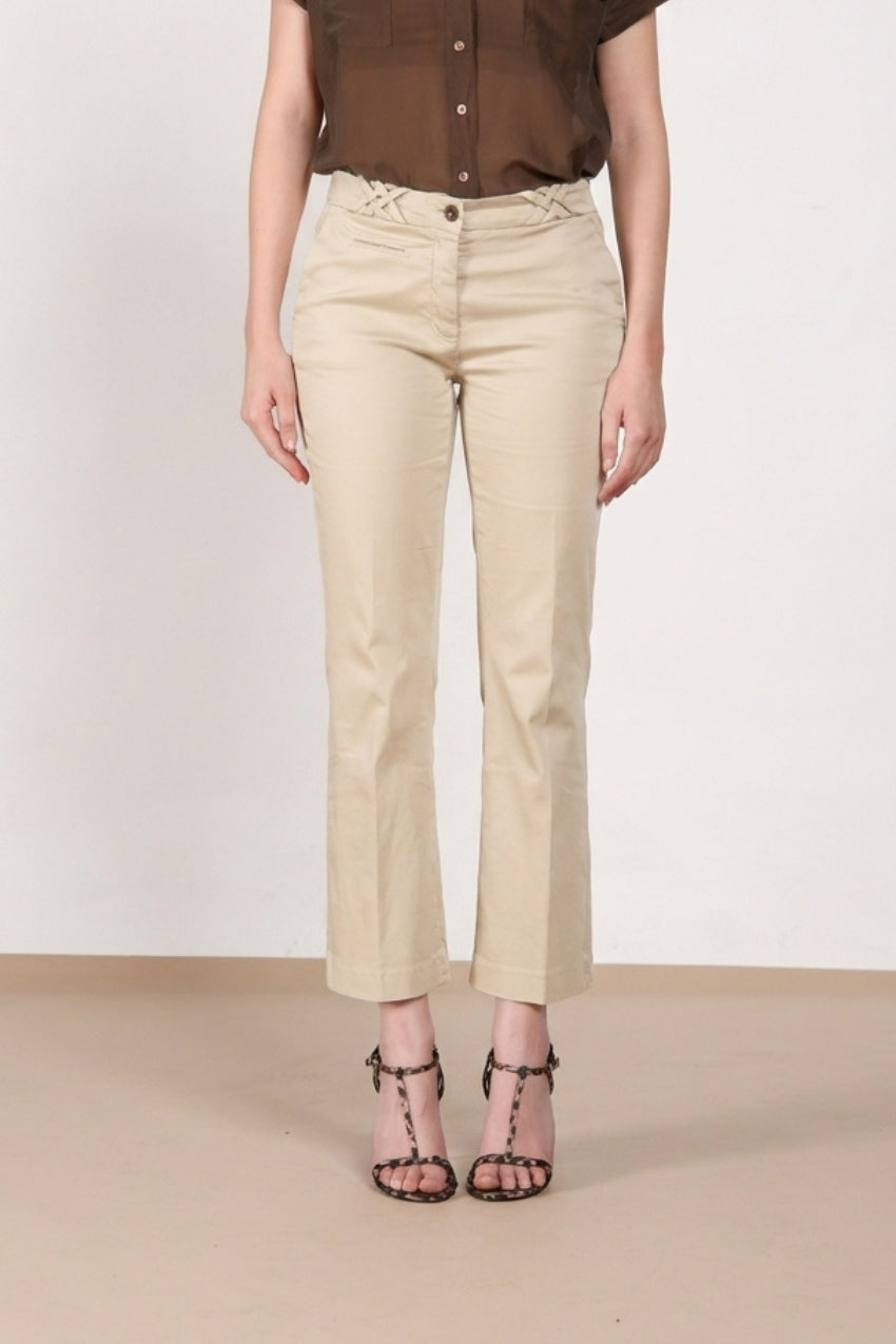 New York Trumpet Hose Chino Damen aus Stretch-Satin slim fit