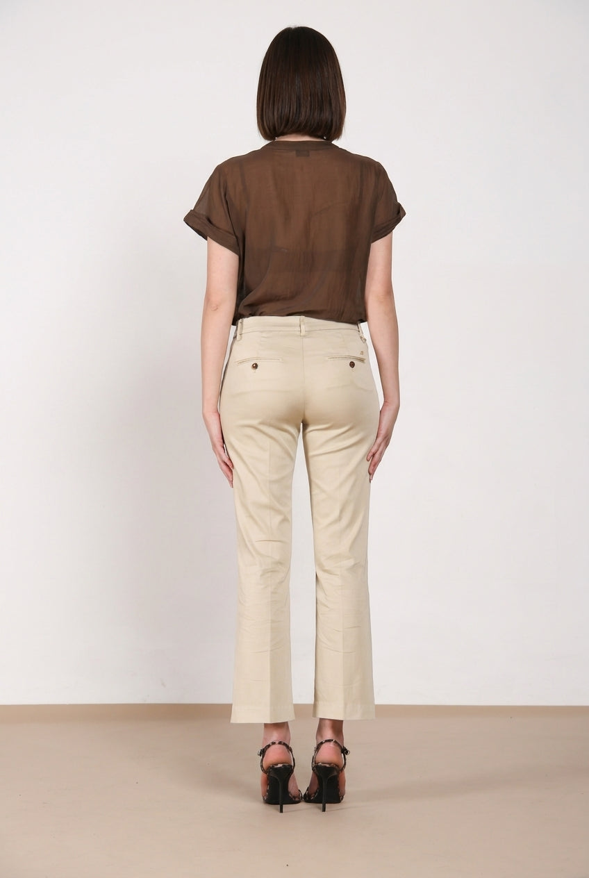 New York Trumpet Hose Chino Damen aus Stretch-Satin slim fit