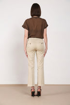 New York Trumpet Hose Chino Damen aus Stretch-Satin slim fit