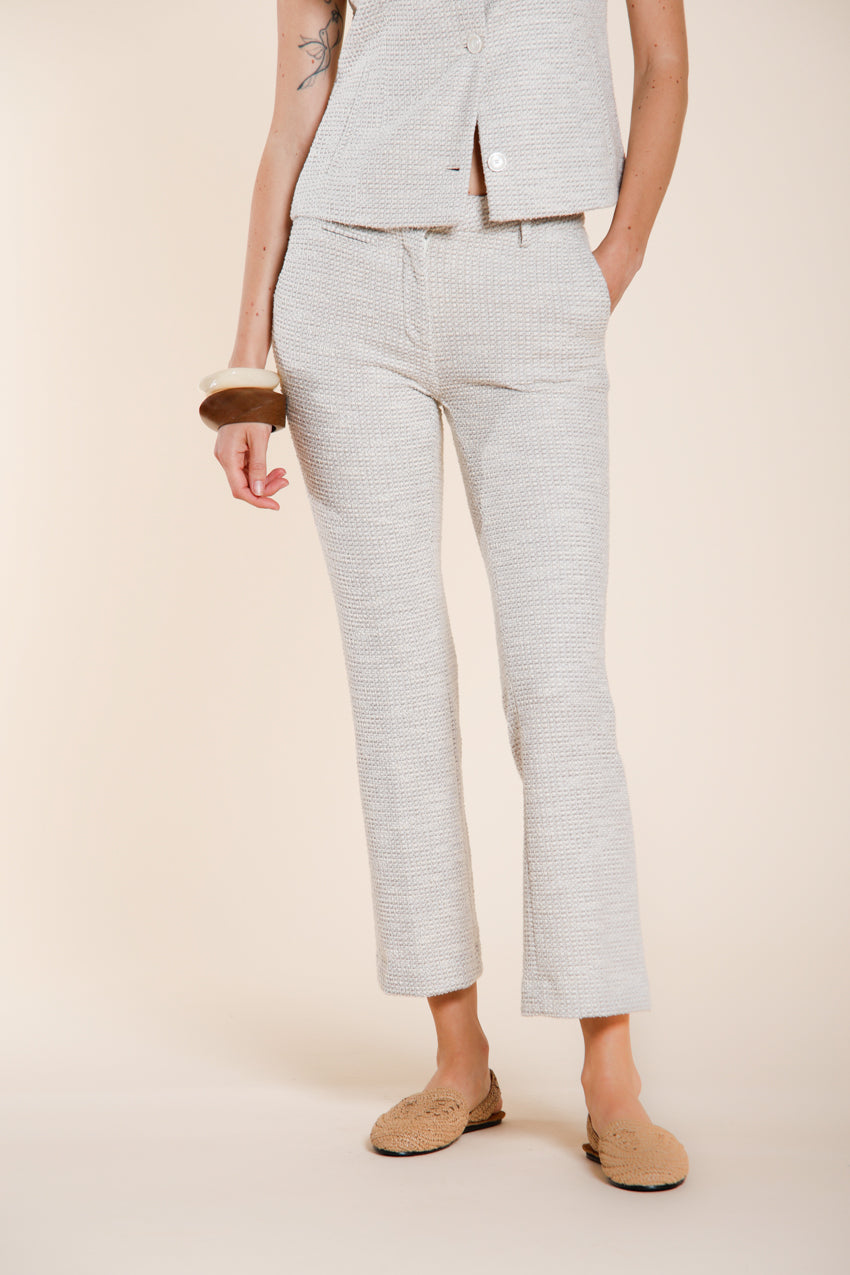 New York Trumpet pantalone chino donna in jersey trama a chicco di riso slim fit