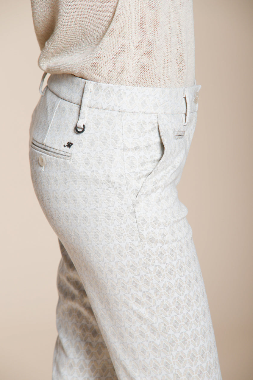 New York Trumpet pantalone chino donna in jersey fantasia rombi slim fit