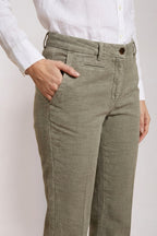 New York Trumpet Hose Chino Damen aus Natté slim fit