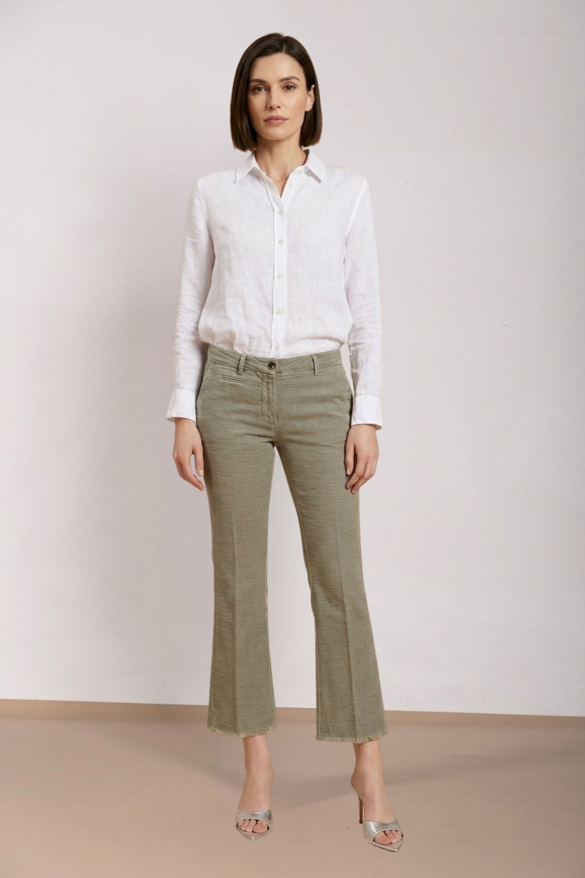 New York Trumpet Hose Chino Damen aus Natté slim fit