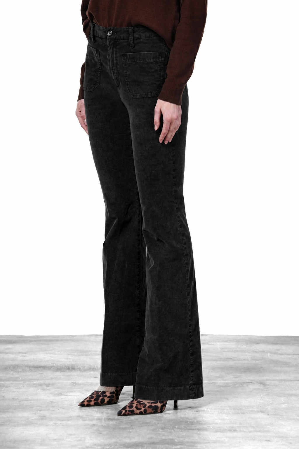 New York Flare pantalone chino donna in velluto 1000 righe slim fit