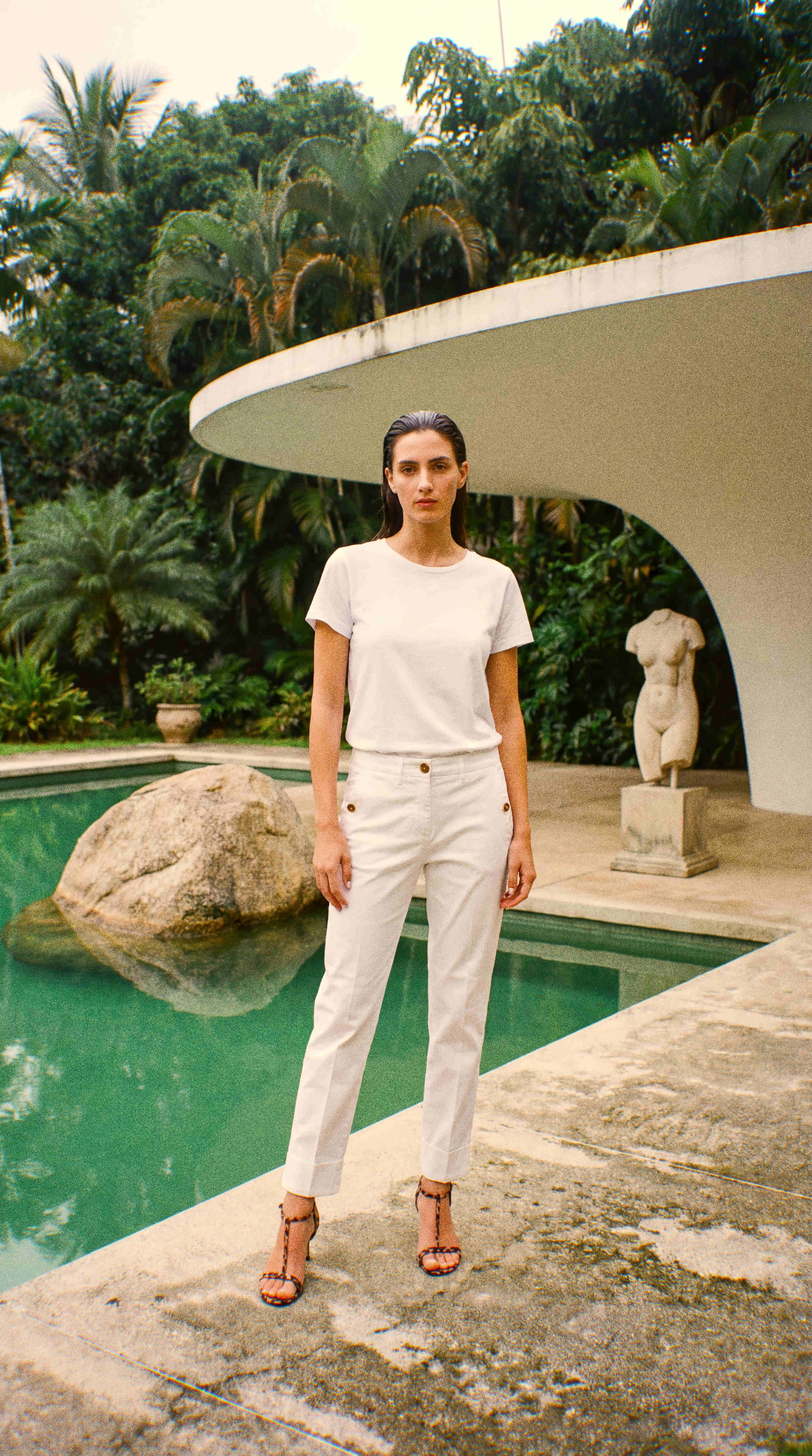 New York Carrot Damen Chino Hose aus Stretch-Satin carrot fit ①