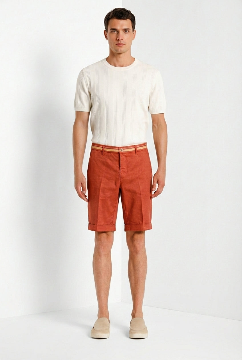 Torino Oxford Bermuda Chino Herren aus Leinen- und Baumwolltwill slim fit