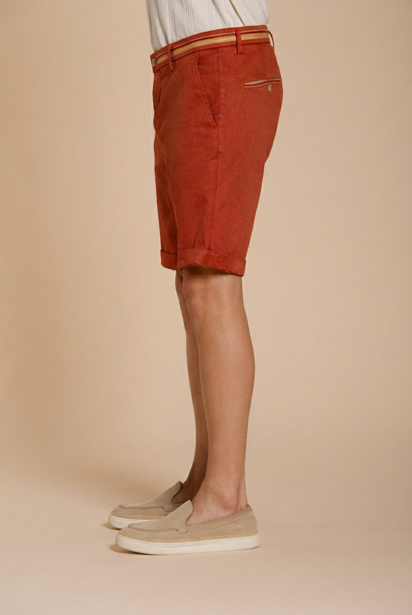 Torino Oxford bermuda chino uomo in twill di lino e cotone slim fit