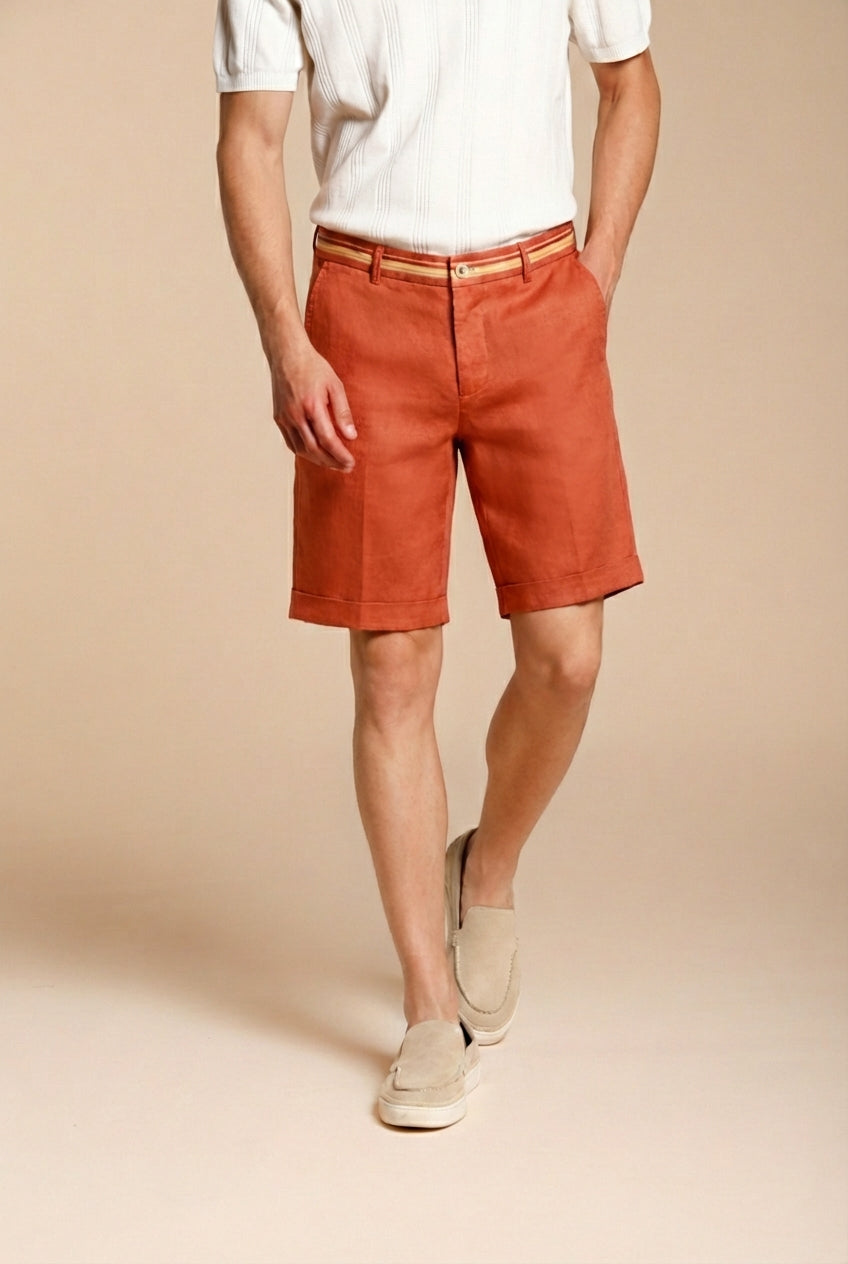 Torino Oxford Bermuda Chino Herren aus Leinen- und Baumwolltwill slim fit