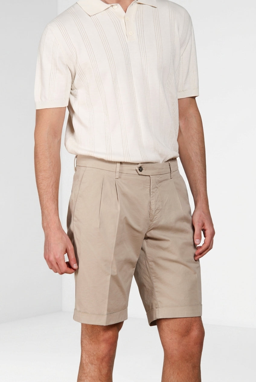 New York 2 Pinces Bermuda Chino Herren aus Stretch-Twill regular fit