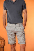 Osaka 1 Pinces Bermuda Chino Herren aus Leinen-Baumwoll-Twill Carrot Fit