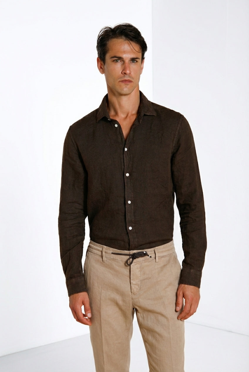 Torino camicia uomo in tela lino ①