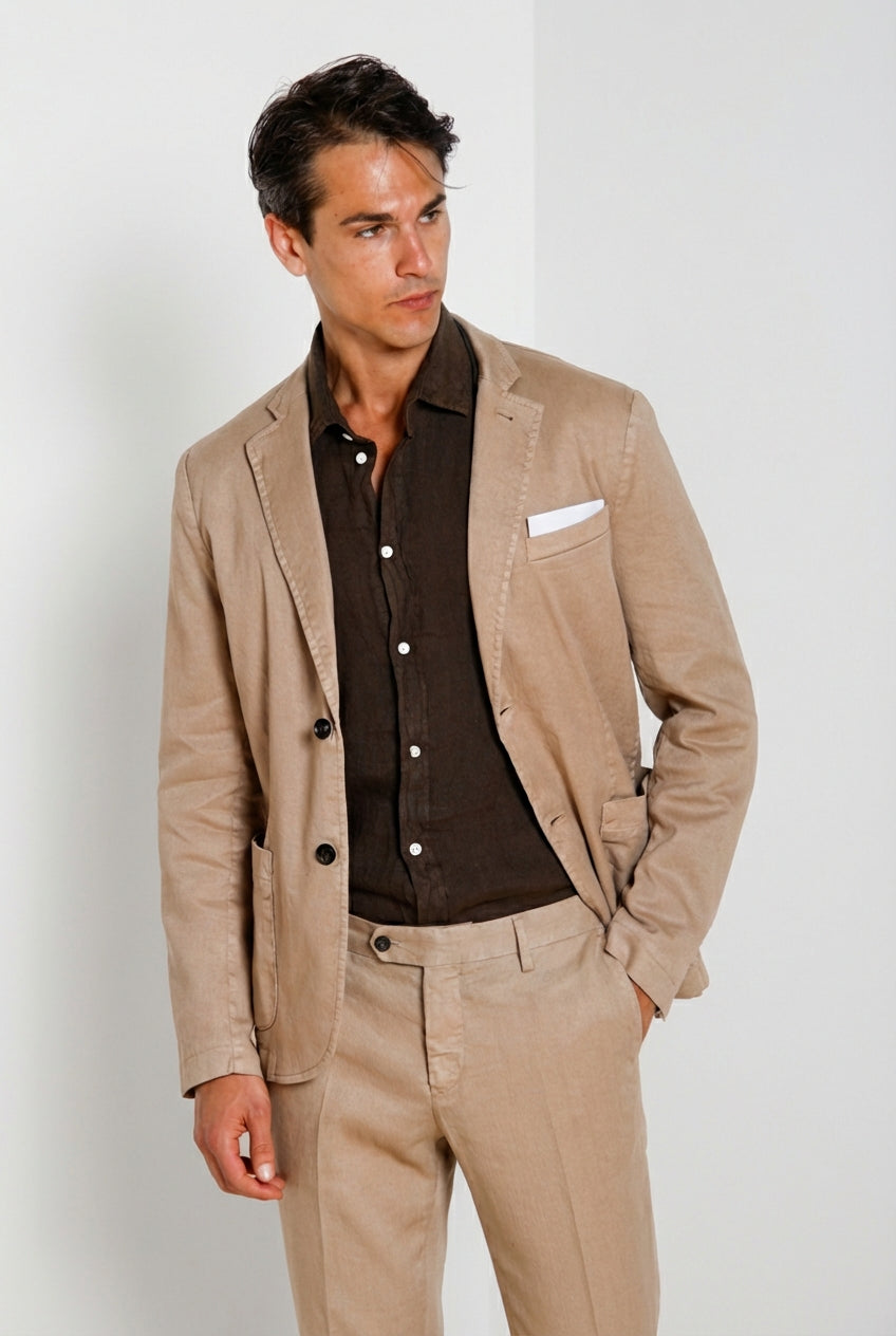 Torino camicia uomo in tela lino ①