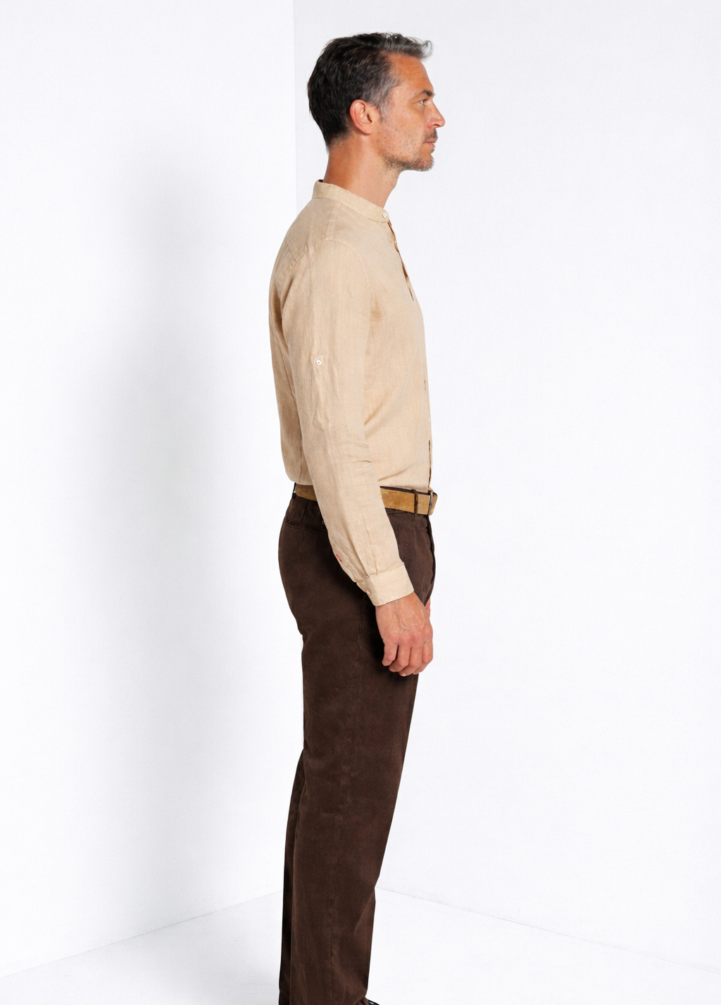 Porto camicia uomo in tela lino ①