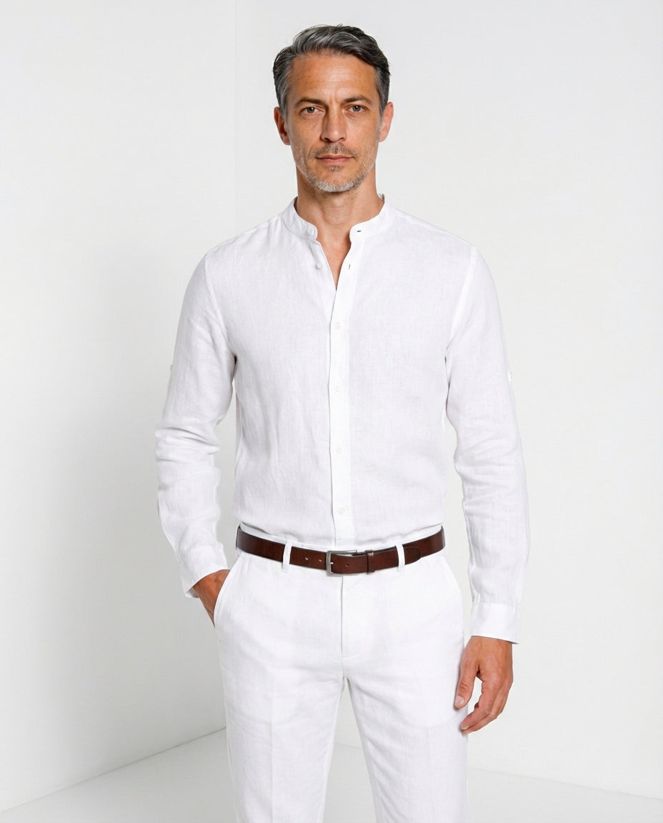 Porto camicia uomo in tela lino ①