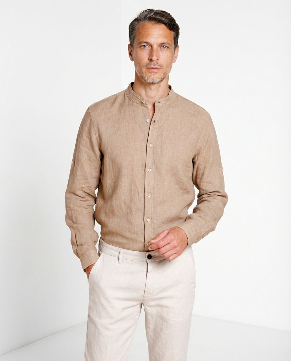 Porto camicia uomo in tela lino ①