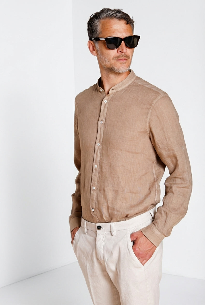 Porto camicia uomo in tela lino ①