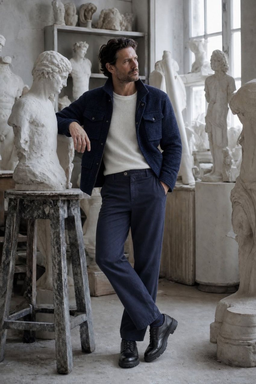 Field Jacket M74 uomo in panno effetto maglia fantasia galles