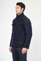 Field Jacket M74 Herren aus Tuchstoff mit Strickoptik, Prince-of-Wales-Muster