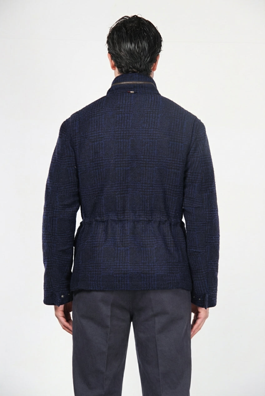 Field Jacket M74 Herren aus Tuchstoff mit Strickoptik, Prince-of-Wales-Muster
