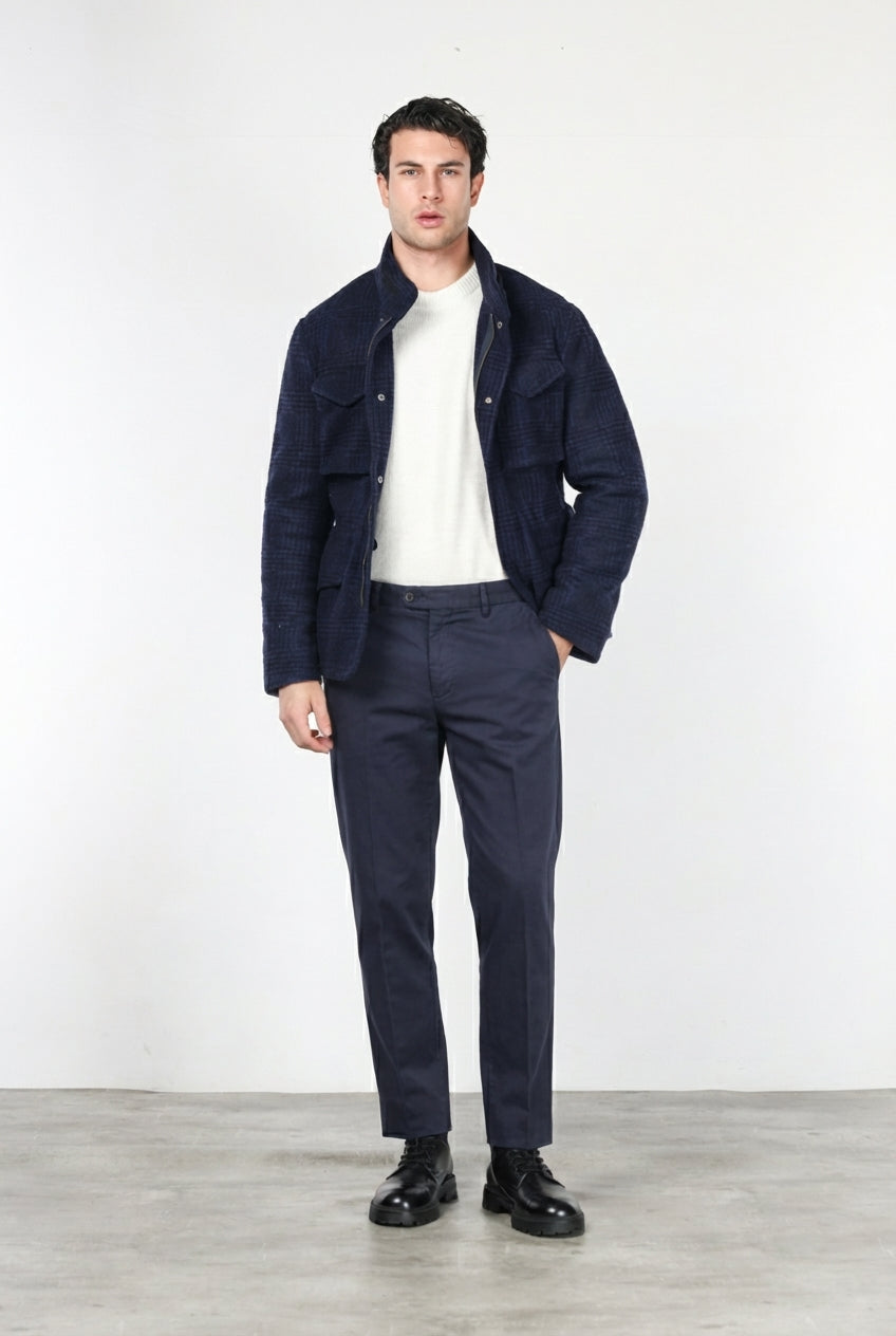 Field Jacket M74 Herren aus Tuchstoff mit Strickoptik, Prince-of-Wales-Muster