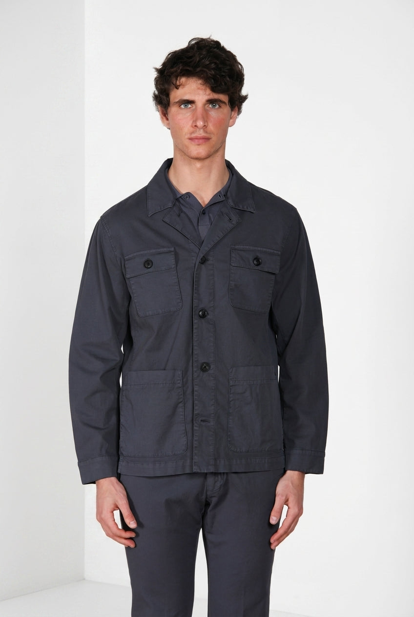 City Jacke Jacket Summer Herren aus Stretch-Baumwolle und Leinen-Kavallerietwill