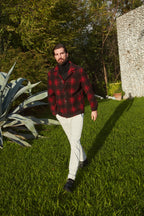 M74 Work Jacket Field Jacket Herren aus rotem Karo-Wollstoff