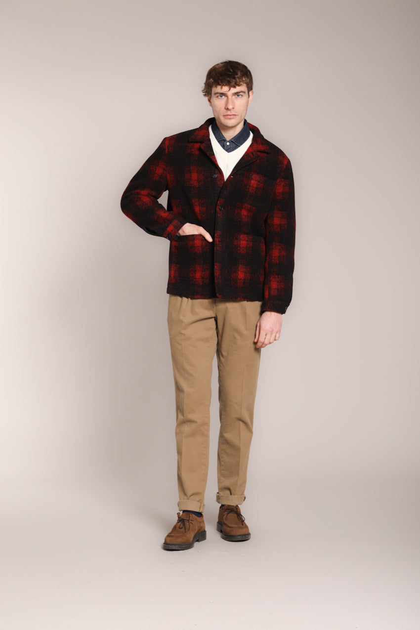 Foto 3 M74 Work Jacket field jacket uomo in panno quadro rosso