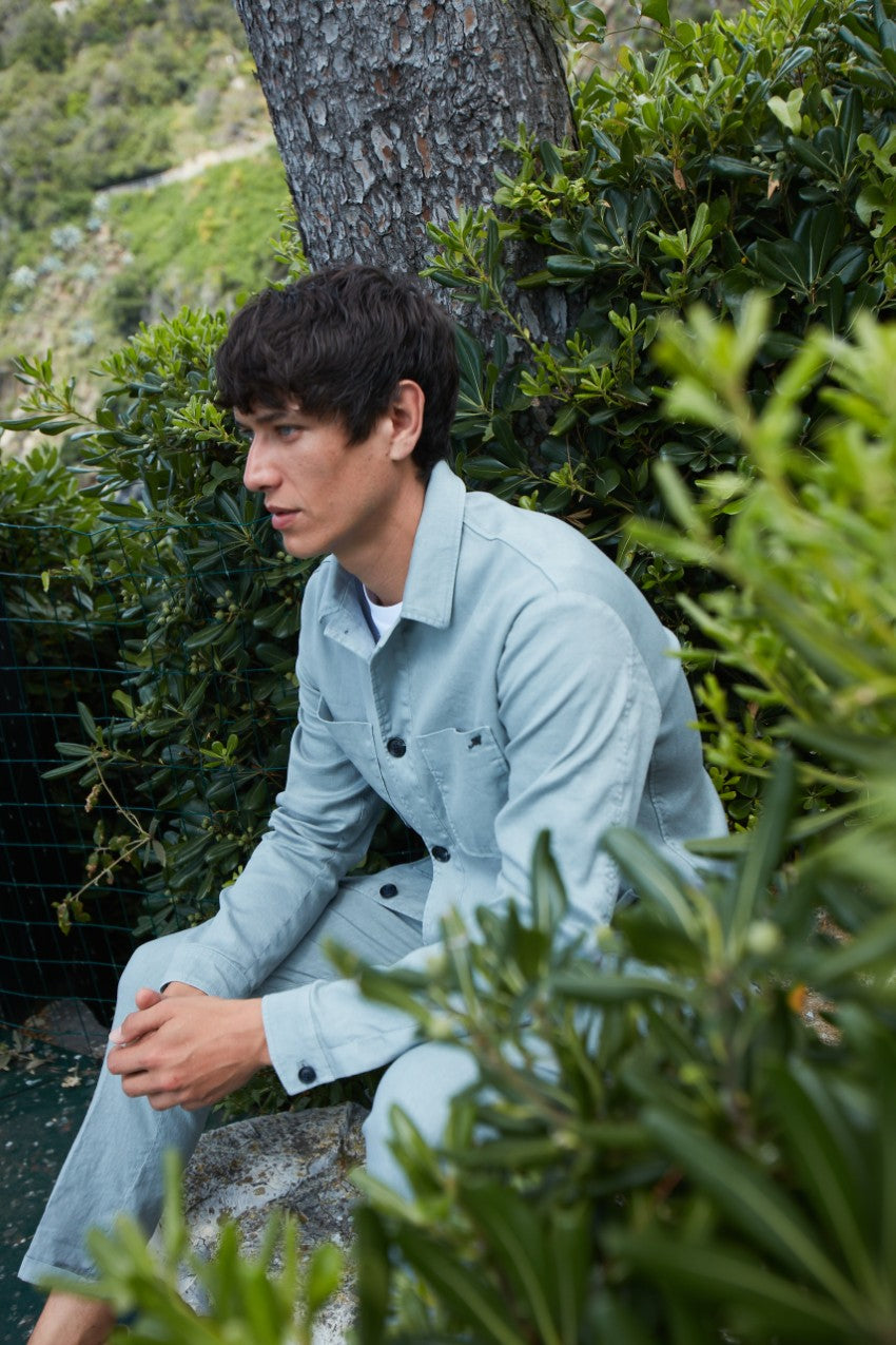 James overshirt uomo in twill di lino misto cotone