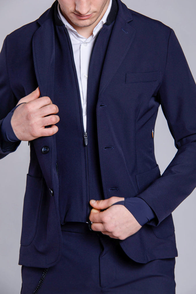 Tech Jacket Herren-Blazer aus dynamischem Jersey mit Reißverschlussärmeln und Innenärmeln