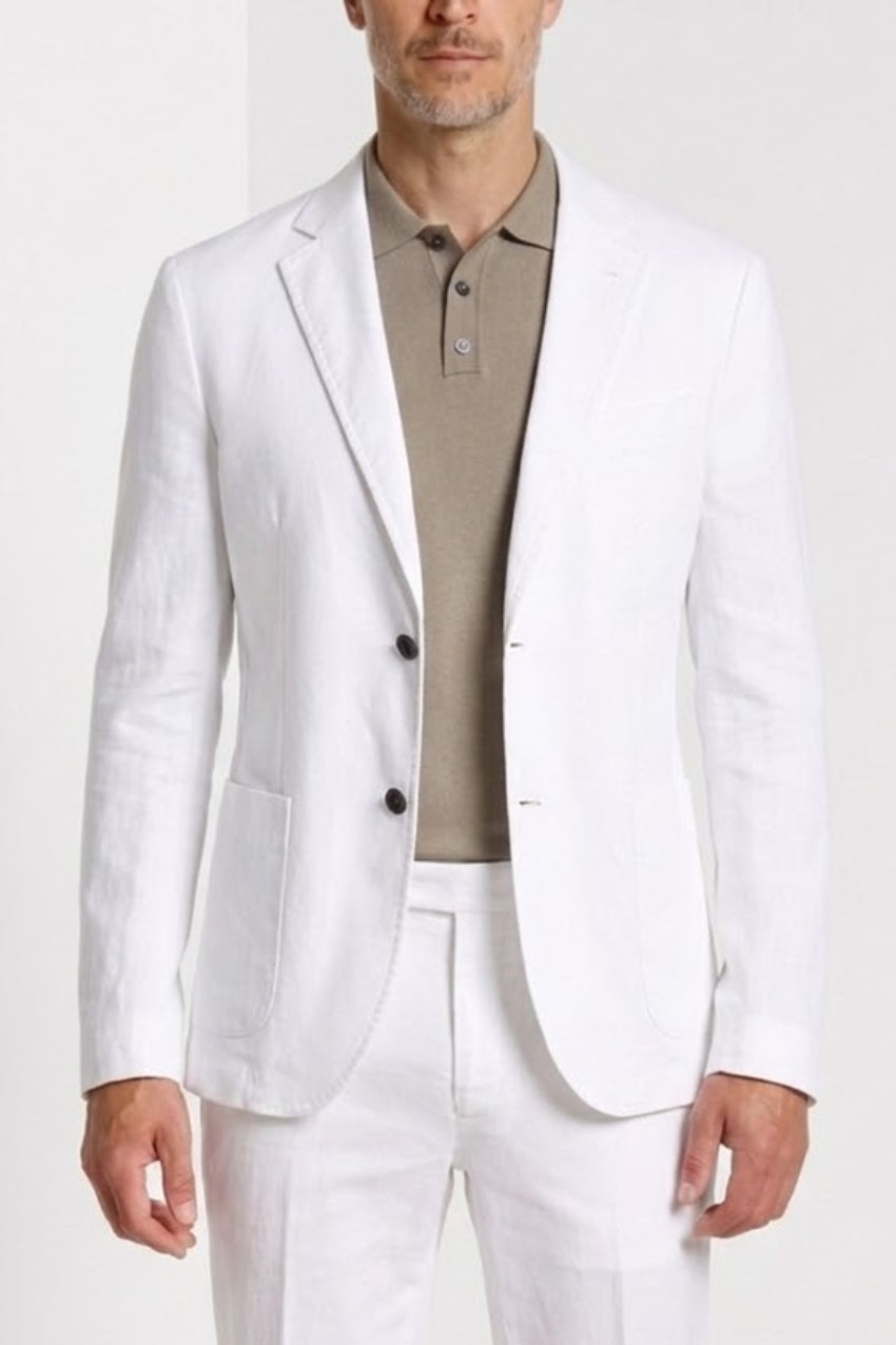 Da Vinci blazer uomo in twill di lino e cotone