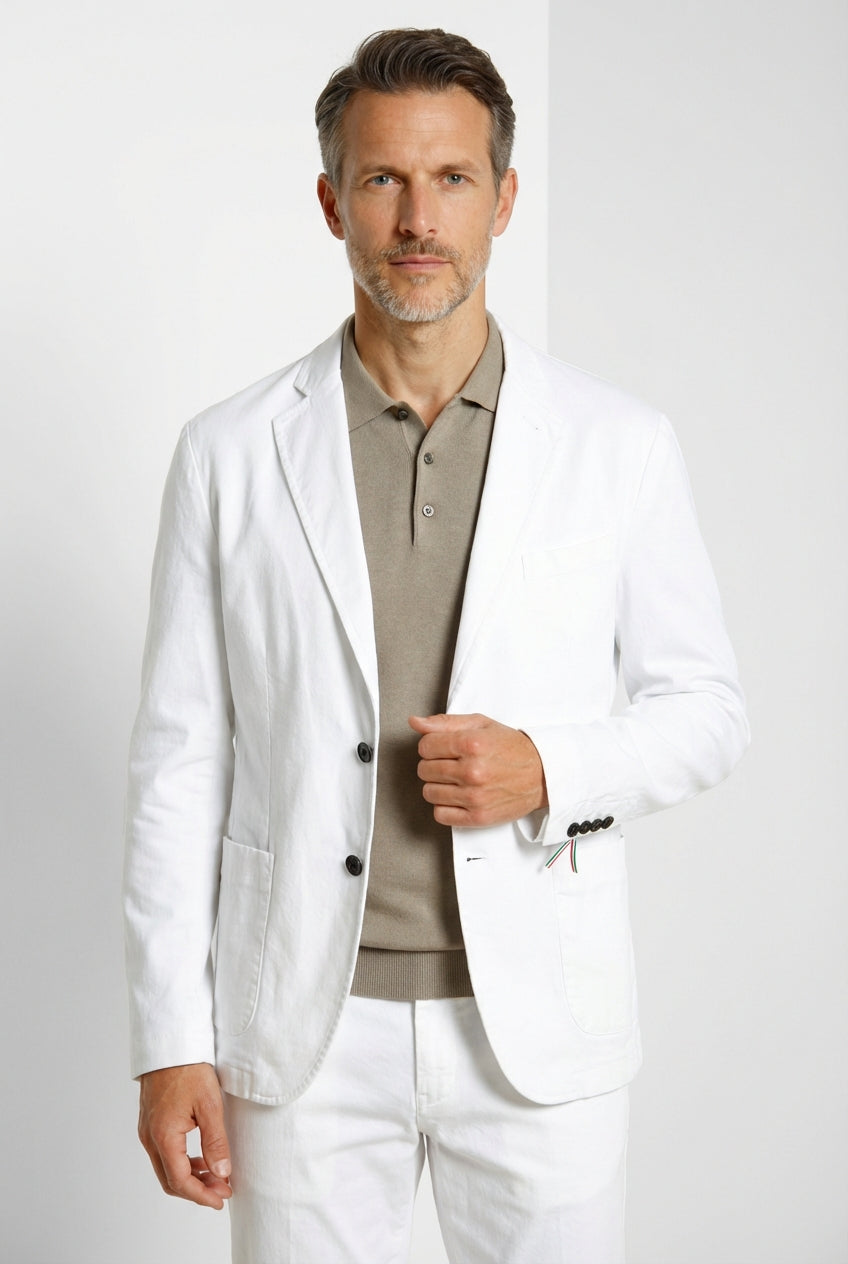 Da Vinci blazer uomo in twill di lino e cotone