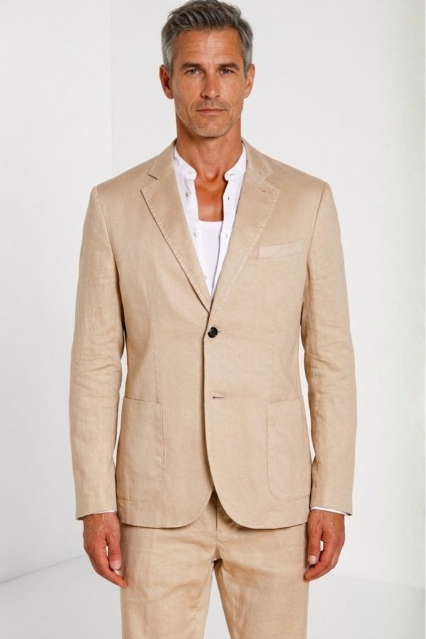 Da Vinci blazer uomo in twill di lino e cotone