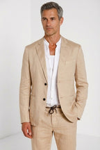 Da Vinci blazer uomo in twill di lino e cotone