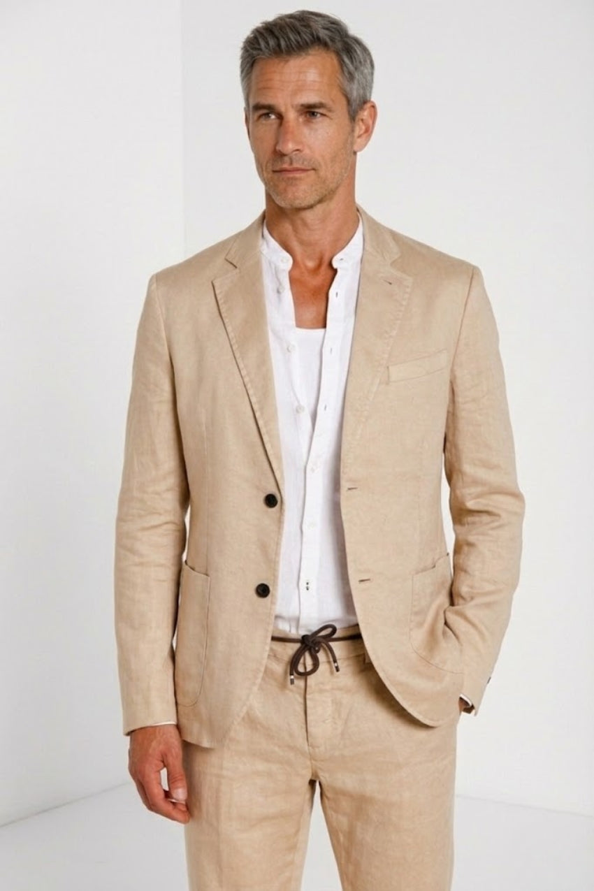 Da Vinci blazer uomo in twill di lino e cotone