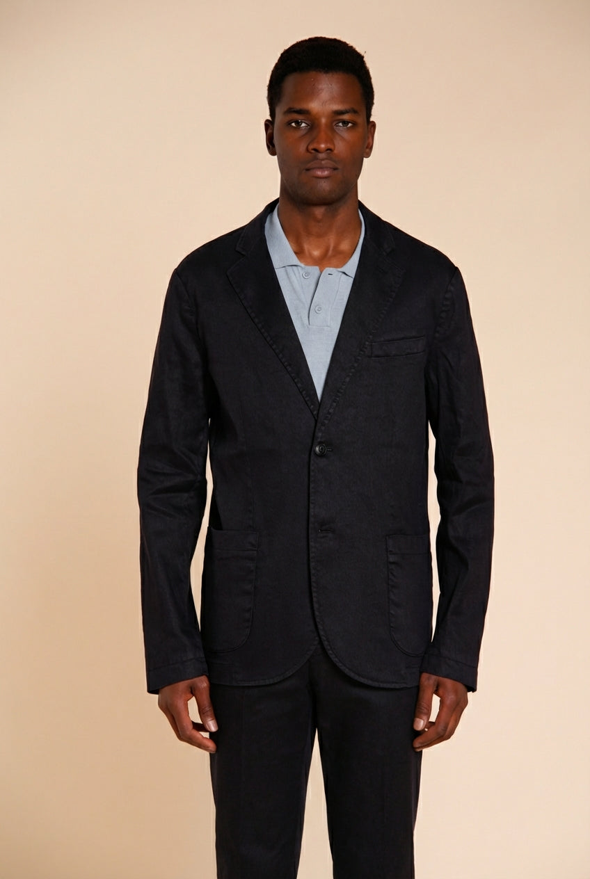Da Vinci blazer uomo in twill di lino e cotone