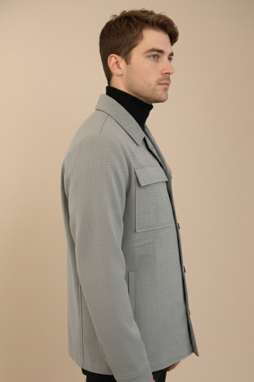 Firenze overshirt uomo foderata in lana unita