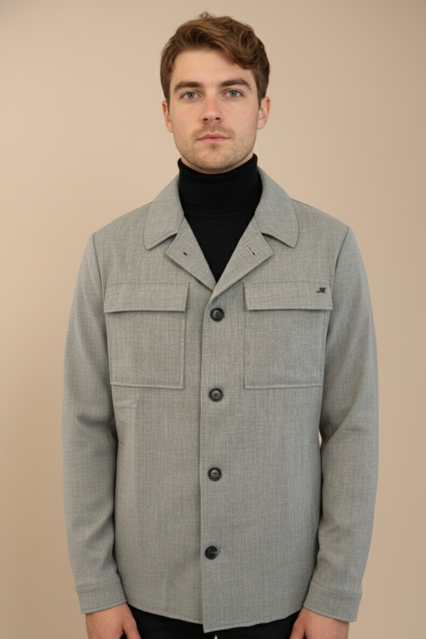 Firenze overshirt uomo foderata in lana unita