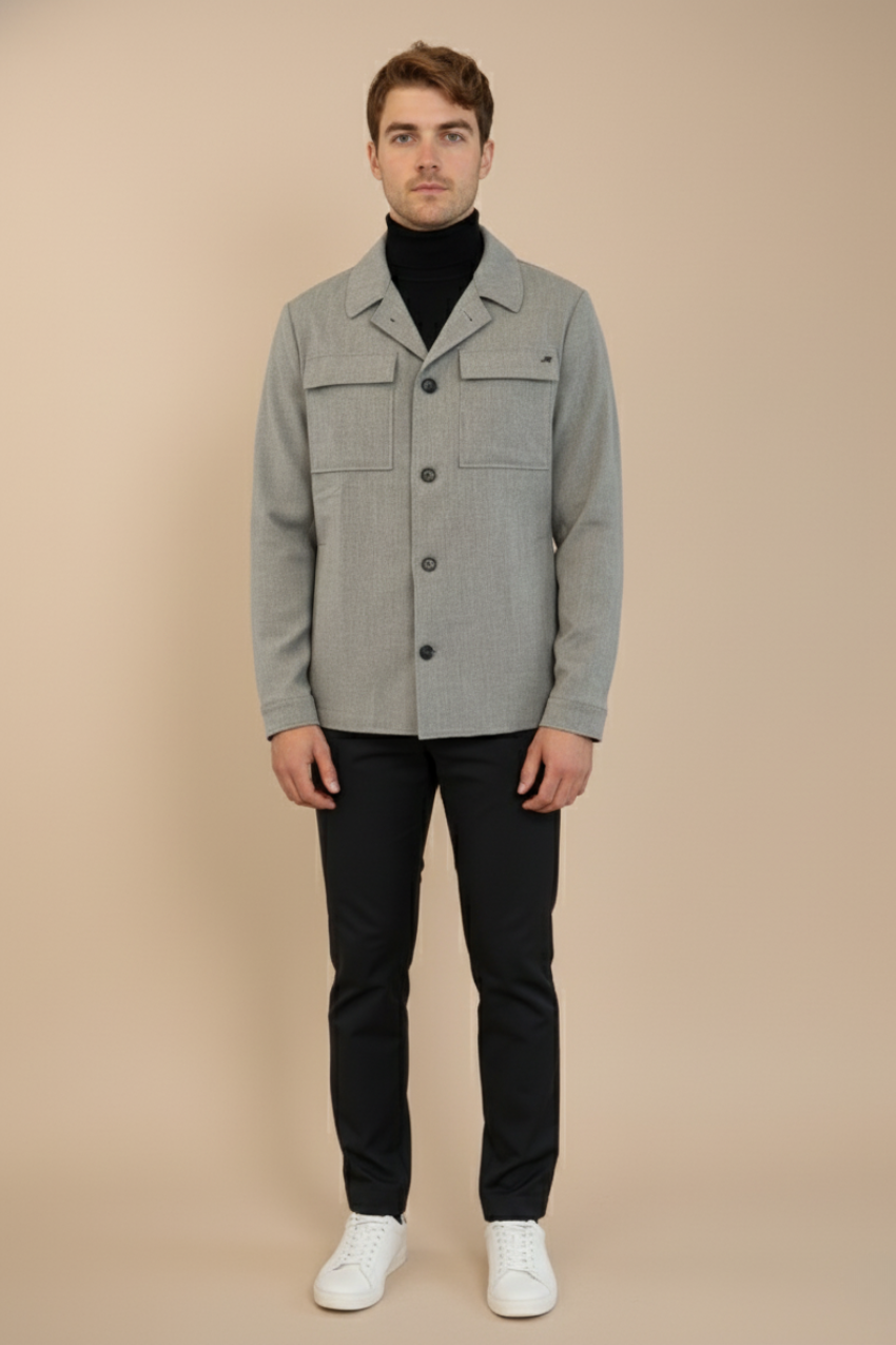 Firenze overshirt uomo foderata in lana unita