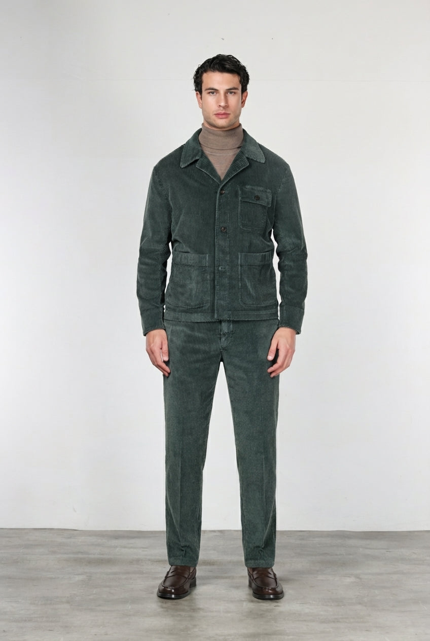 Work Jacket Herren-Overshirt aus breit geripptem Samt