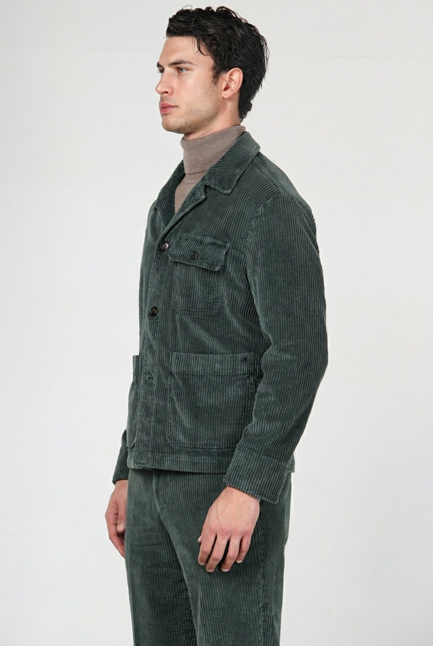 Work Jacket Herren-Overshirt aus breit geripptem Samt