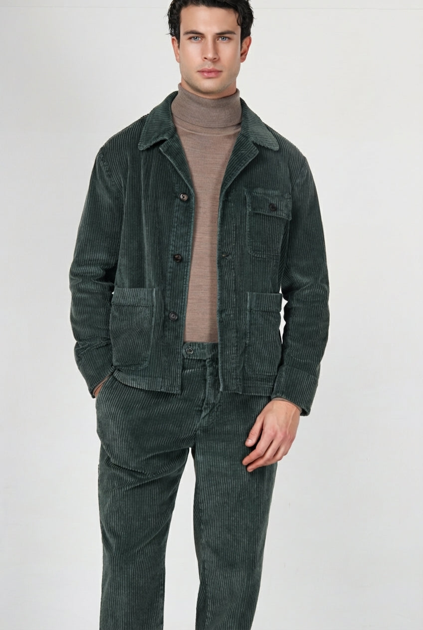 Work Jacket Herren-Overshirt aus breit geripptem Samt