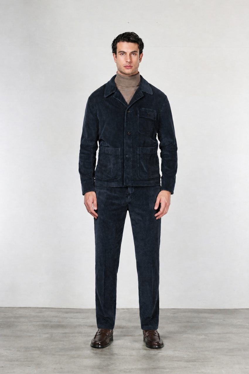 Work Jacket Herren-Overshirt aus breit geripptem Samt