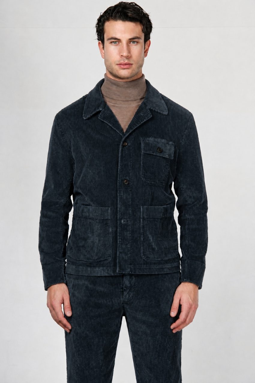 Work Jacket Herren-Overshirt aus breit geripptem Samt