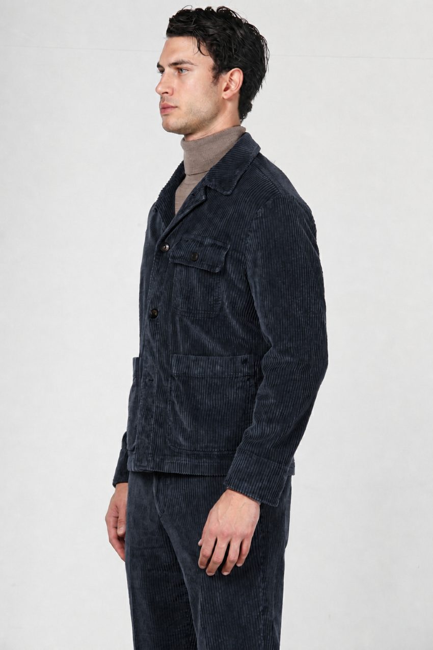 Work Jacket Herren-Overshirt aus breit geripptem Samt