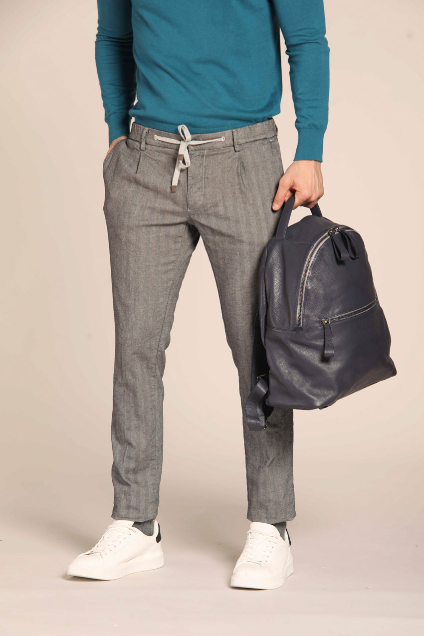 immagine 2 di pantalone chino uomo modello New York 1P City String, pattern resca, color ghiaccio fit regular di Mason's