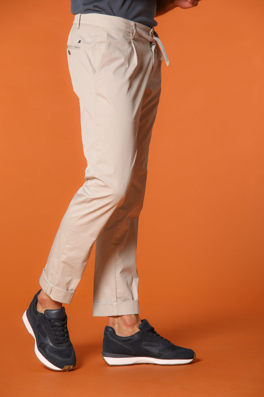 New York 1 Pinces City String pantalone chino uomo in twill di cotone pima leggero regular fit