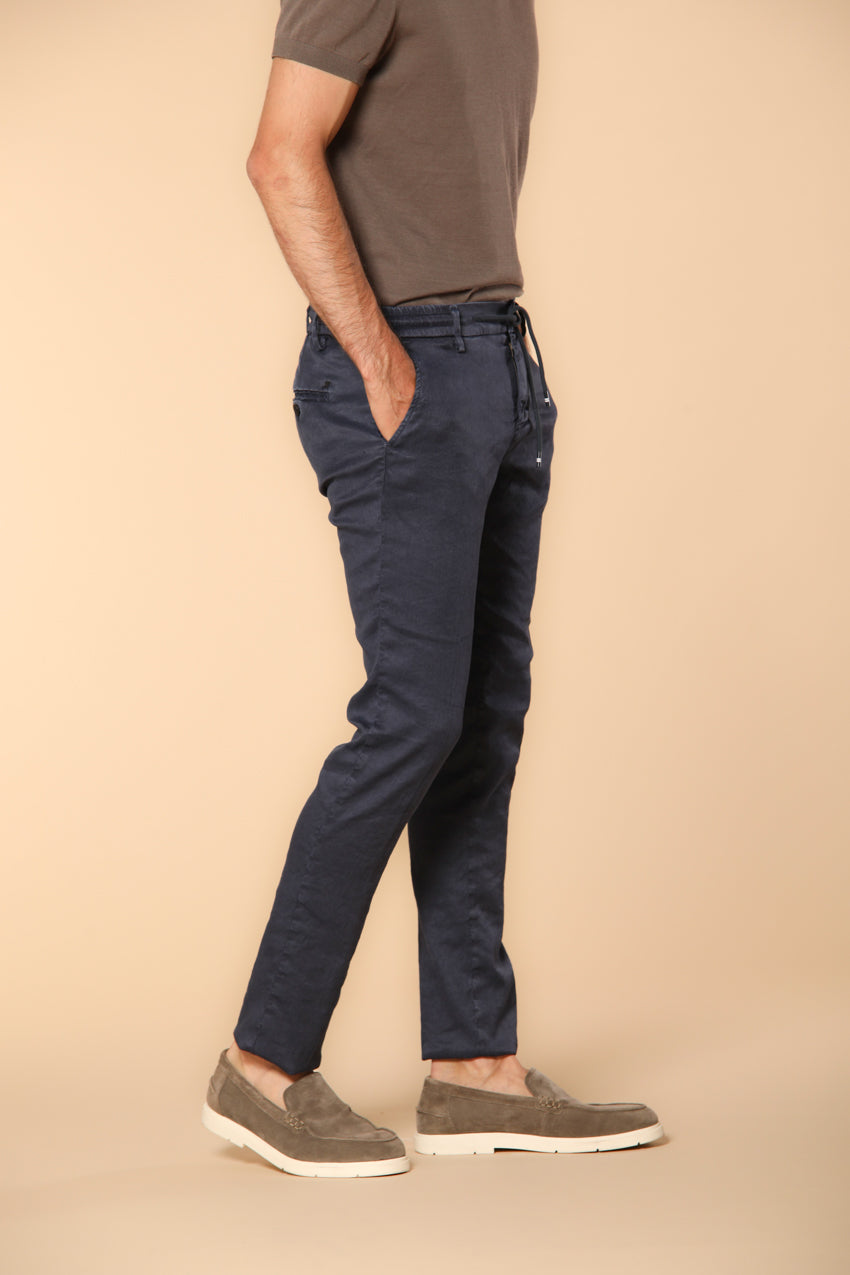 Milano Jogger pantalone uomo in twill di lino e cotone extra-slim fit