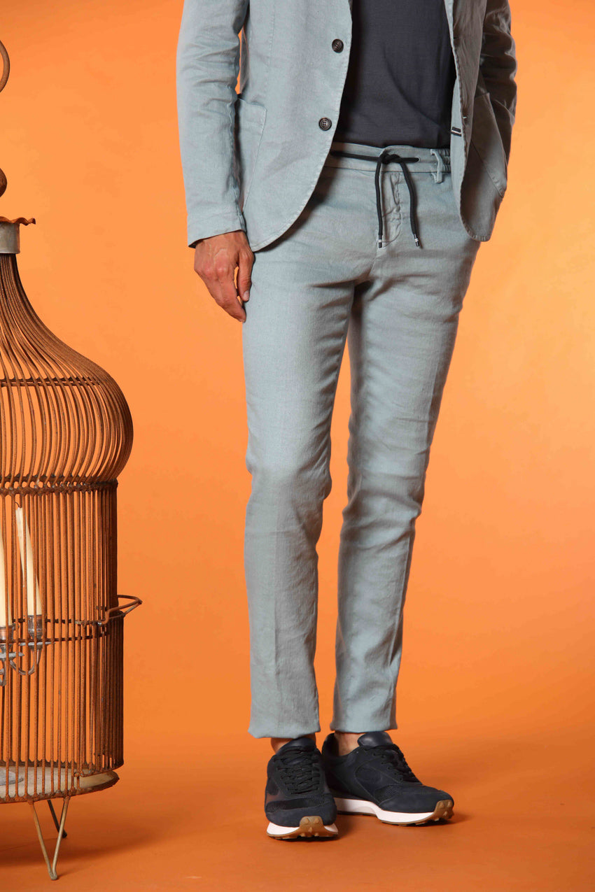 Milano Jogger Herren Hose aus Leinen-Baumwoll-Twill Extra Slim Fit
