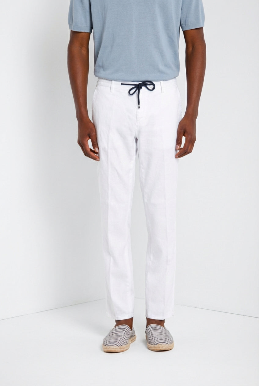 Milano Jogger Herren Chinohose aus Leinen- und Baumwolltwill extra slim fit